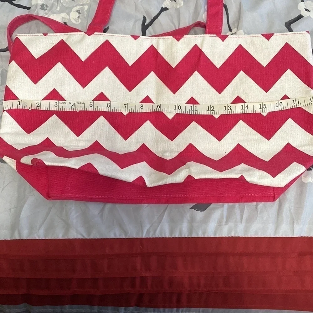 Vibrant Pink Chevron Print Tote Bag